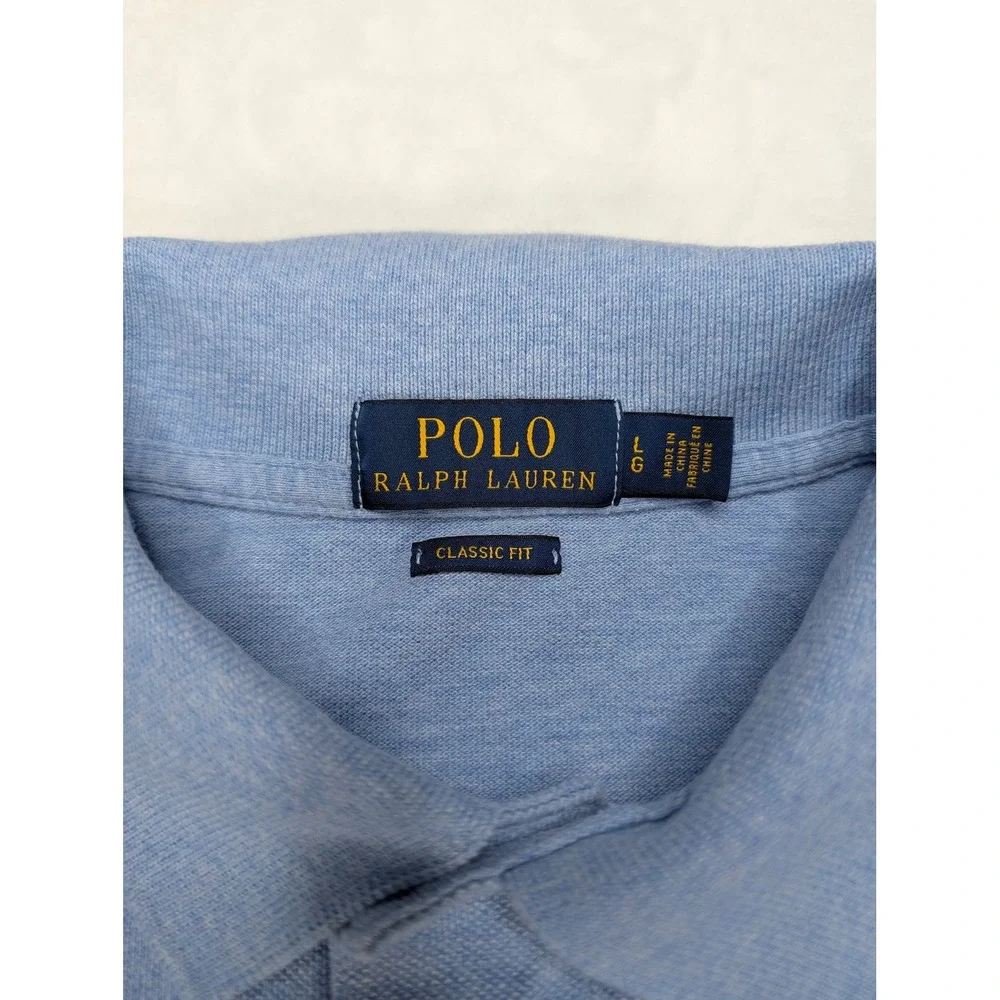 Polo Ralph Lauren Mens Classic Fit Short Sleeve Polo Shirt Light Blue Large LG